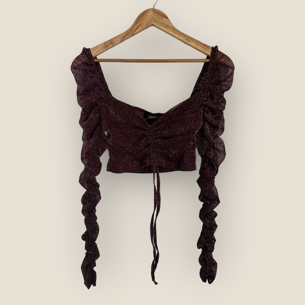 Akira Do It Like Me Cropped Sheer Blouse (M)